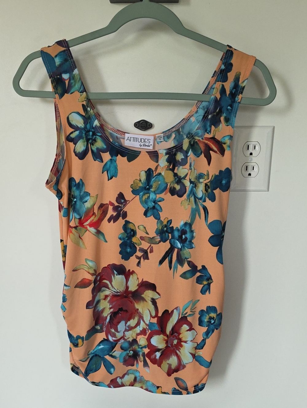 Attitudes by Renee Peach Floral Camisole with Blue and Red Accents